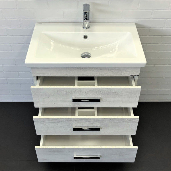 Тумба напольная Comforty Никосия 700x830x450 дуб темный матовый с раковиной (00-00001505)