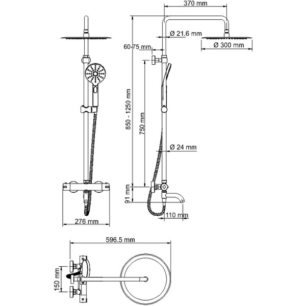 Душевая система WasserKRAFT Thermo (A28801) Душевая система WasserKRAFT Thermo (A28801)