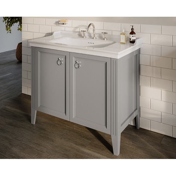 Тумба напольная Vitra Valarte 80 см с раковиной, с дверцами, серый матовый (62154) Тумба напольная Vitra Valarte 80 см с раковиной, с дверцами, серый матовый (62154)