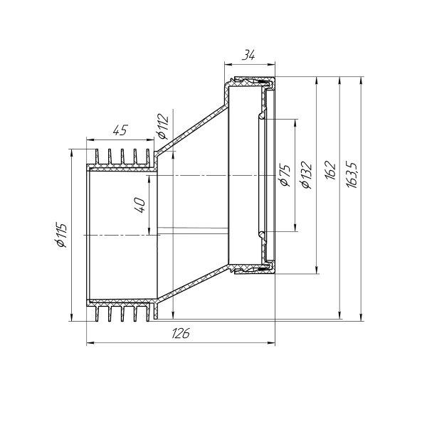Отвод для унитаза эксцентрический 40 мм. АНИ (жесткий) АНИ пласт (W0420)