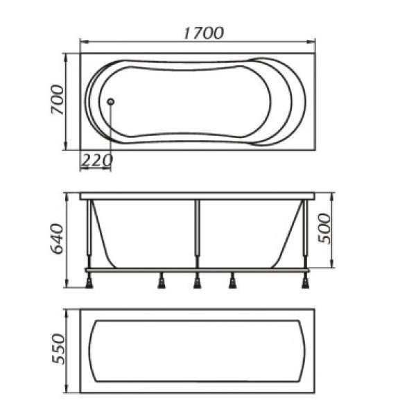 Ванна акриловая 1Marka Libra 170x70 белая (01ли1770)