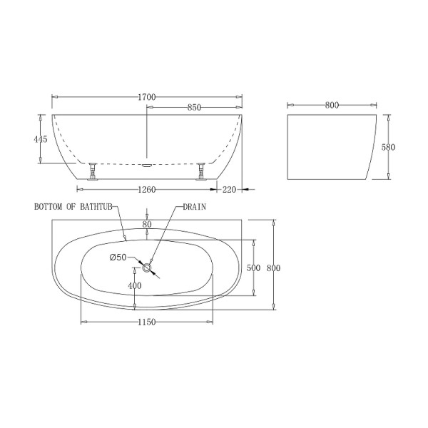 Ванна акриловая BelBagno 170x80 (BB83-1700-W0)