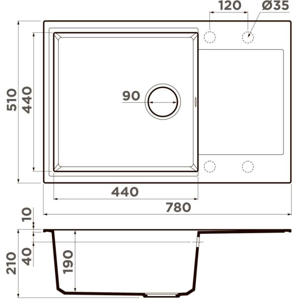 Мойка для кухни врезная Omoikiri Daisen 78-LB-ES Artgranit/espresso (4997497)