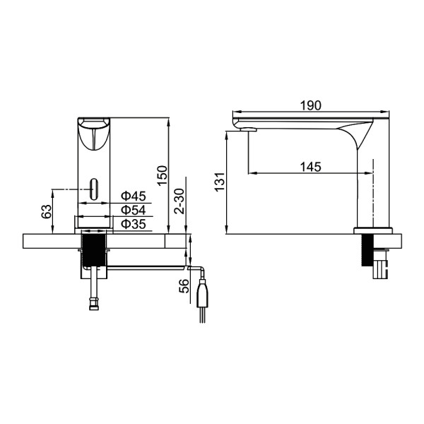 Смеситель для раковины Ledeme хром, сенсорный (L1655A-2)