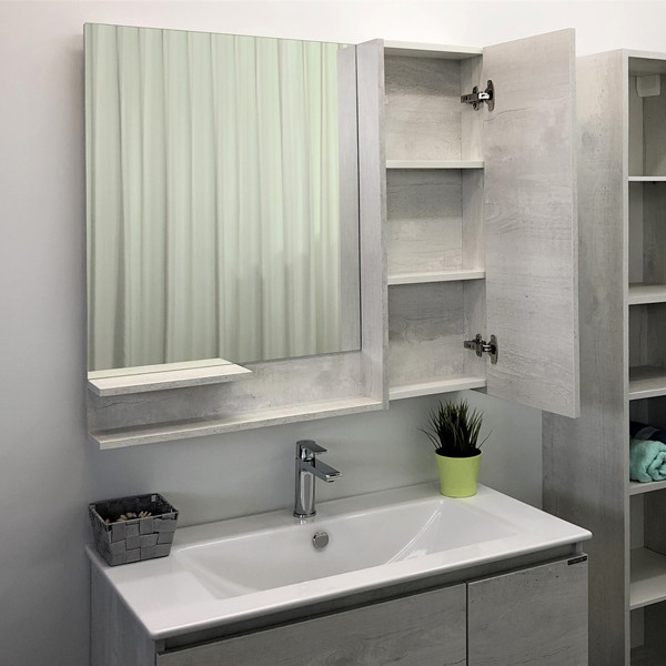 Шкаф зеркальный Comforty Верона 900x800x150 дуб белый матовый (00-00001276) Шкаф зеркальный Comforty Верона 900x800x150 дуб белый матовый (00-00001276)