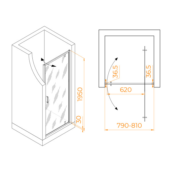 Душевая дверь RGW Leipzig 80x195 стекло прозрачное, профиль хром (711210208-11)