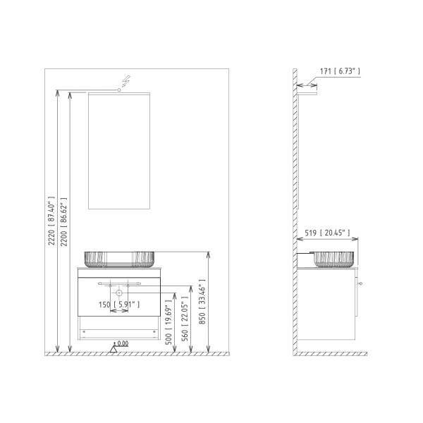 Тумба подвесная Orka Knidos 910x520x610 Legnano (3001004)