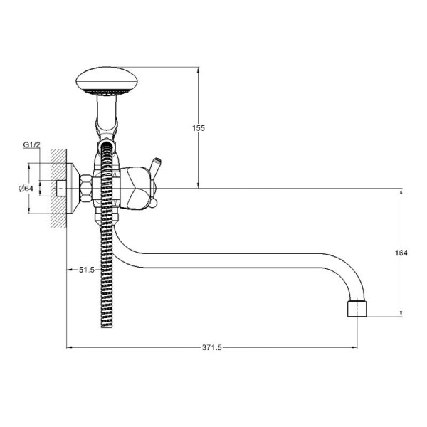 Смеситель для ванны и душа G.lauf хром (QTZ7-B827)