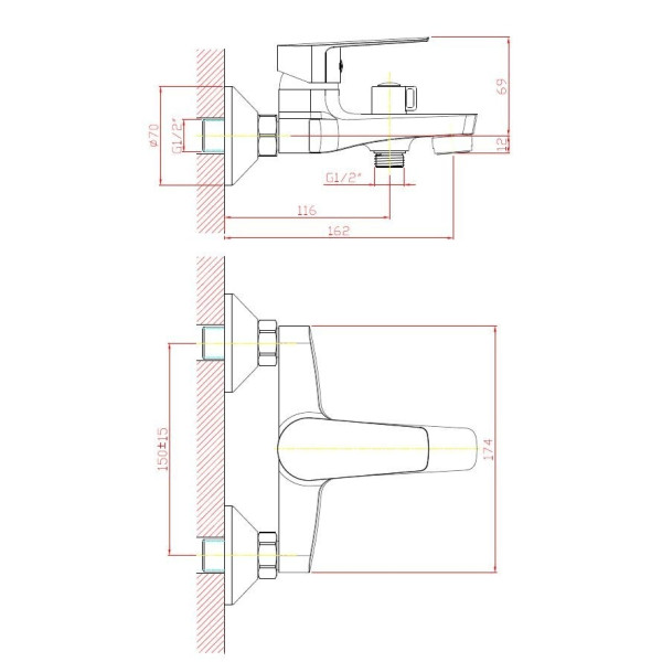 Смеситель для ванны и душа Клевер Nebo хром (NB 54)