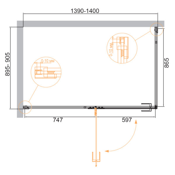 Душевой уголок Cezares Bellagio 140x90x196,8 стекло прозрачное, профиль черный (BELLAGIO-AH-1-140/90-C-NERO)