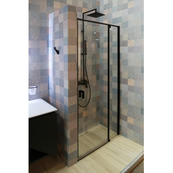 Душевая перегородка Cezares Urban 150x195 стекло прозрачное, профиль черный (URBAN-B-12-150-C-NERO)