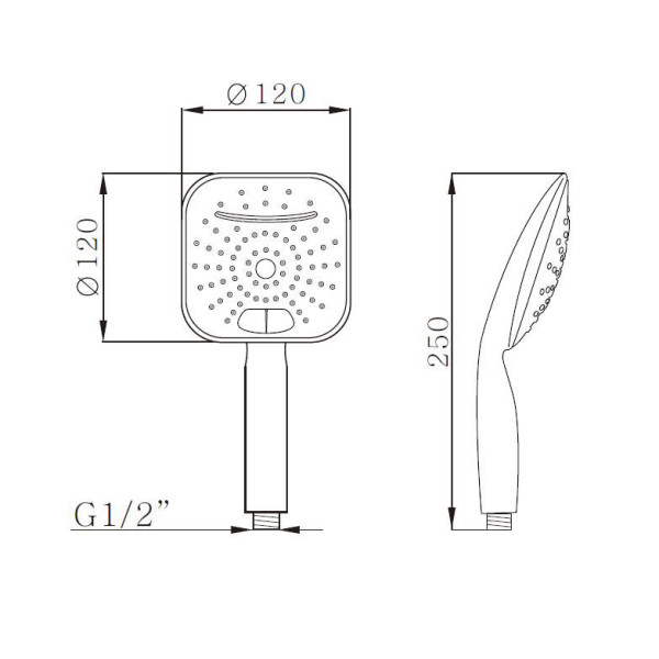 Душевая лейка Melodia 2 функции 118х118 кнопка водопад хром/серый (MKP20414) Душевая лейка Melodia 2 функции 118х118 кнопка водопад хром/серый (MKP20414)