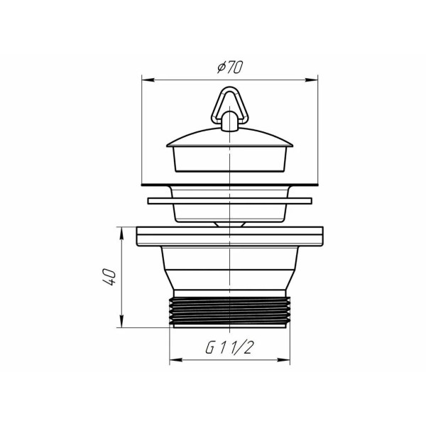 Выпуск для мойки 1 1/2"*70 АНИ с нержавеющей решеткой и пробкой АНИ пласт (M105)