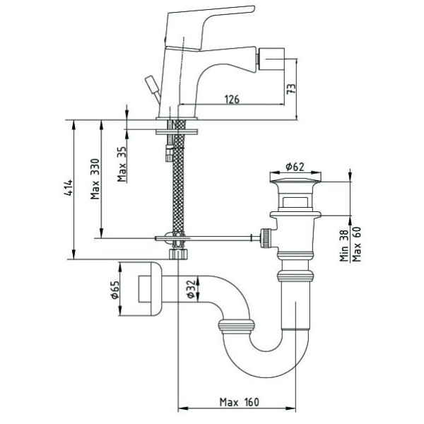 Смеситель для биде E.C.A Luna (102110192EX)