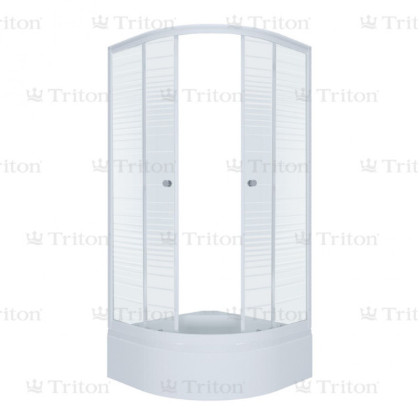 Душевой уголок Triton 100*100 В стекло полосы, профиль белый (DK170_2)