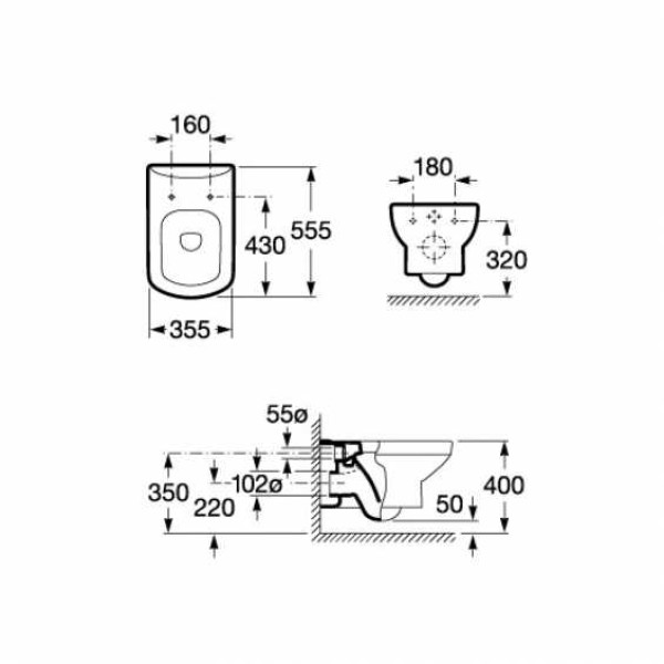 Комплект инсталляция с унитазом Roca Dama Senso с кнопкой и сиденьем (893104090)
