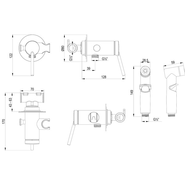 Смеситель с гигиеническим душем Lemark Minima встраиваемый хром (LM3819C) Смеситель с гигиеническим душем Lemark Minima встраиваемый хром (LM3819C)