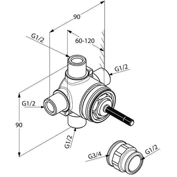 Скрытая часть для переключателя потоков Kludi золото (2975900)