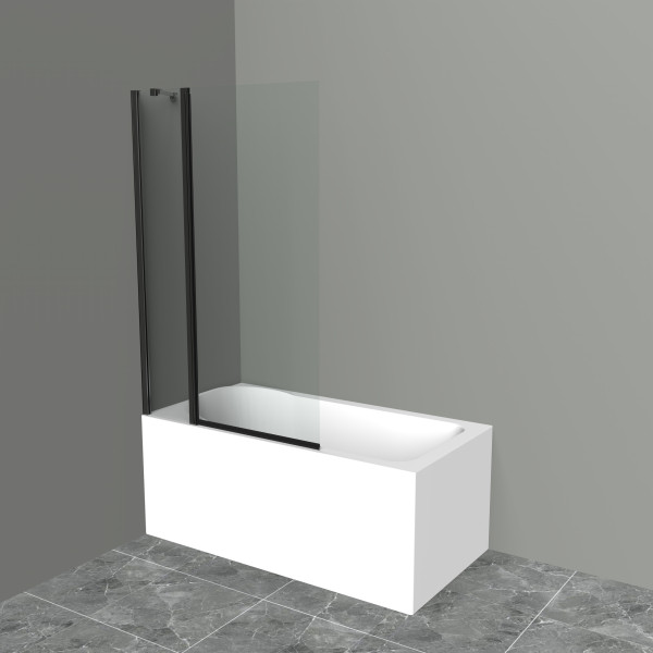 Душевая шторка на ванну BelBagno Uno 100x150 стекло прозрачное, профиль черный (UNO-V-11-100/150-C-NERO)