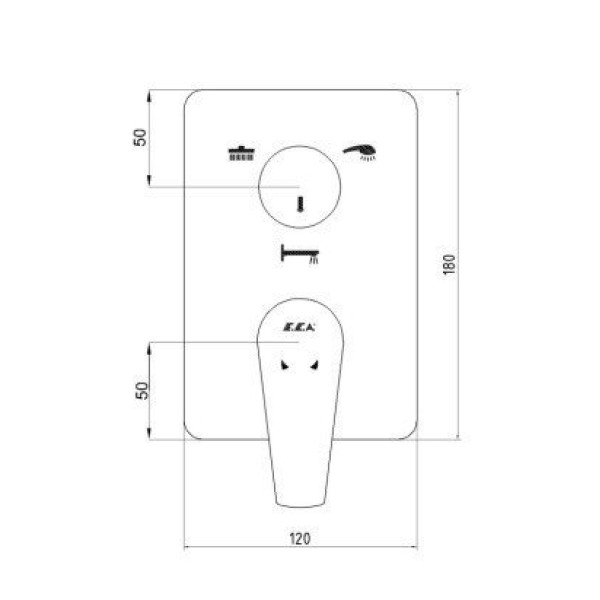 Смеситель для ванны и душа E.C.A. Niobe внешняя часть хром (102167313EX-K) Смеситель для ванны и душа E.C.A. Niobe внешняя часть хром (102167313EX-K)