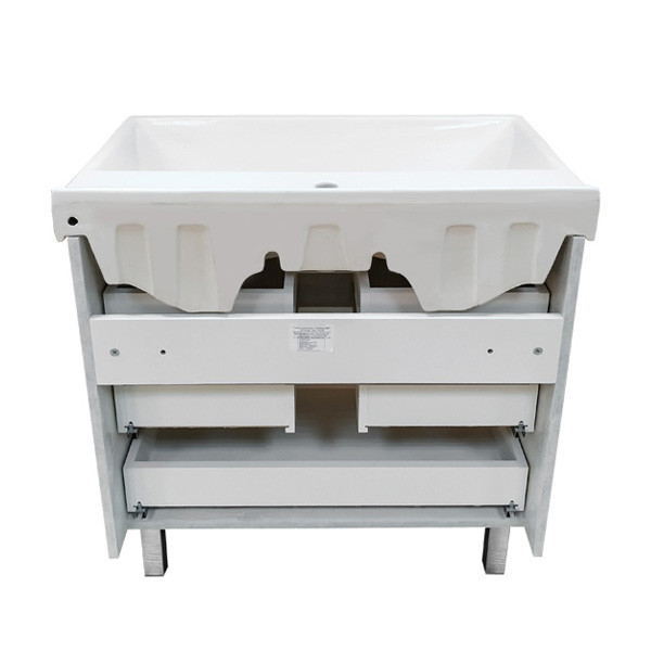 Тумба напольная Comforty Никосия 800x860x450 белый глянцевый с раковиной (00-00001510)