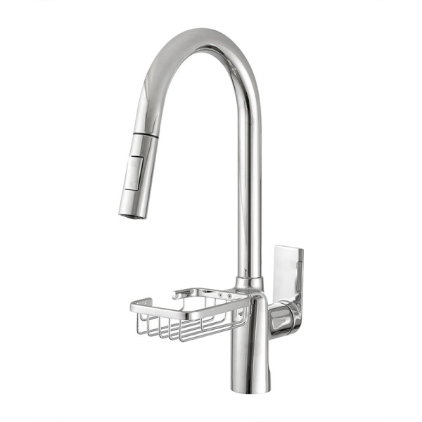 Смеситель для кухни Melodia Perfetto латунь, высокий R-излив с мыльницей, хром (MDV30200)