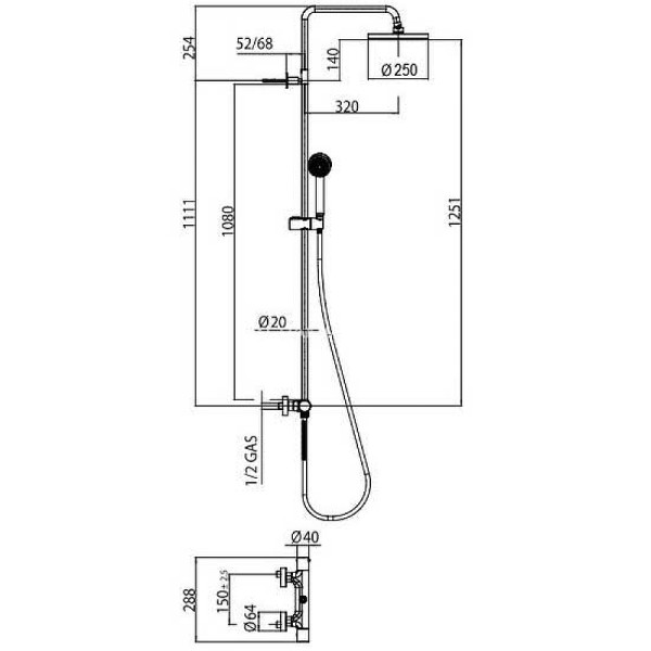 Душевая система Bossini Elios с термост. верхний душ 250 мм. ручной душ с 3 реж. черный матовый (L10172.073) Душевая система Bossini Elios с термост. верхний душ 250 мм. ручной душ с 3 реж. черный матовый (L10172.073)