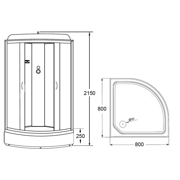 Душевая кабина Loranto Merrit 80x80 стекло прозрачное, профиль хром (CS-6680-25 G)