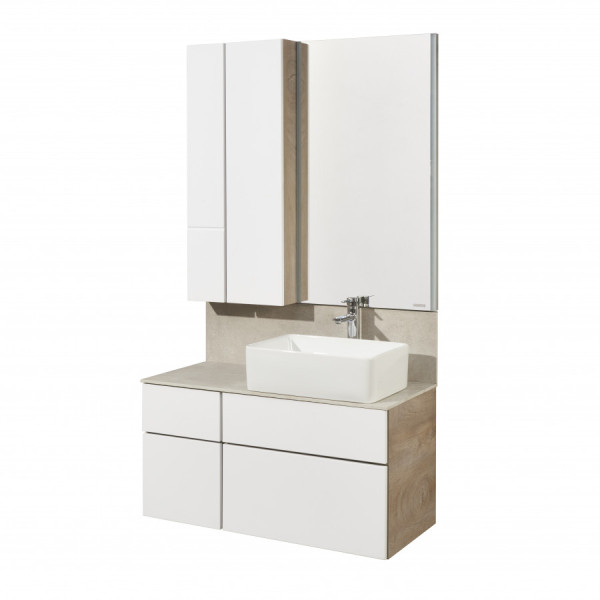 Тумба подвесная Aquaton Мишель 1000x450x504 дуб эндгрейн, белый (1.A244.1.01M.IX4.0)