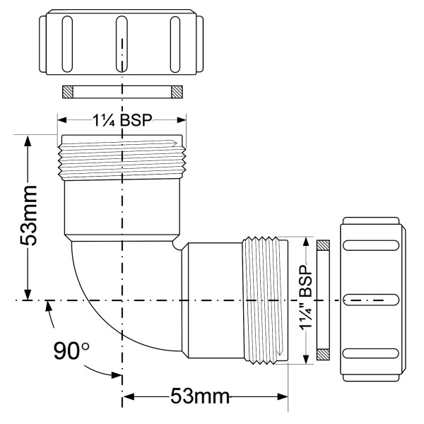 Отвод McAlpine 32*90 град. (белый) (32A-WH)