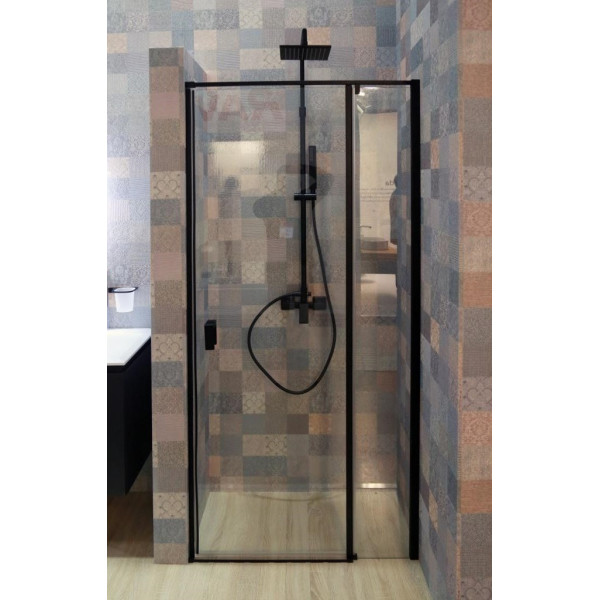 Душевая перегородка Cezares Urban 140x195 стекло прозрачное, профиль черный (URBAN-B-12-140-C-NERO)