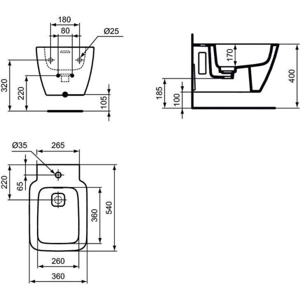 Биде подвесное Ideal Standard Strada II (T297101)