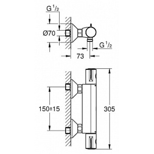 Смеситель термостатический для душа Grohe Grohtherm 800 (34558000)