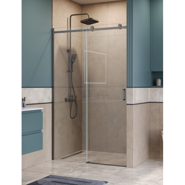 Душевая дверь BelBagno Soft Close-2 120x200 стекло прозрачное, профиль оружейная сталь матовая (SOFT_CLOSE-2-BF-1-120-C-GM)
