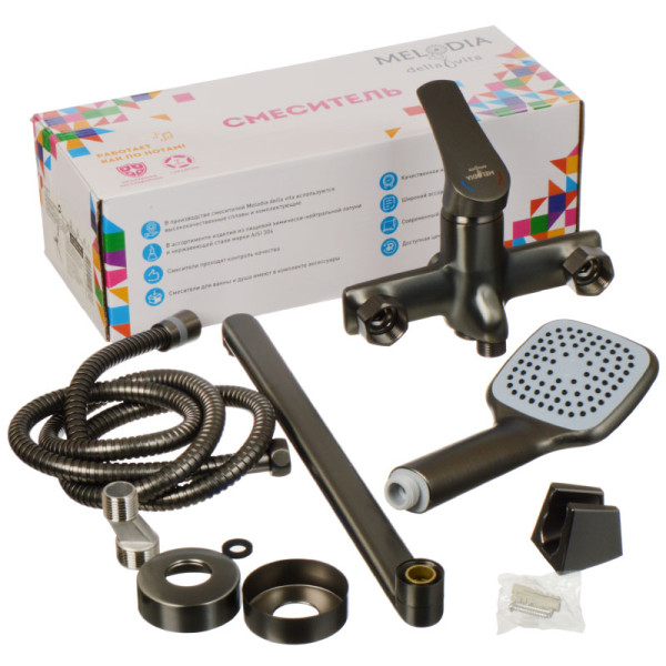 Смеситель для ванны и душа Melodia della vita Waltz оружейная сталь (MDV30141gn) Смеситель для ванны и душа Melodia della vita Waltz оружейная сталь (MDV30141gn)