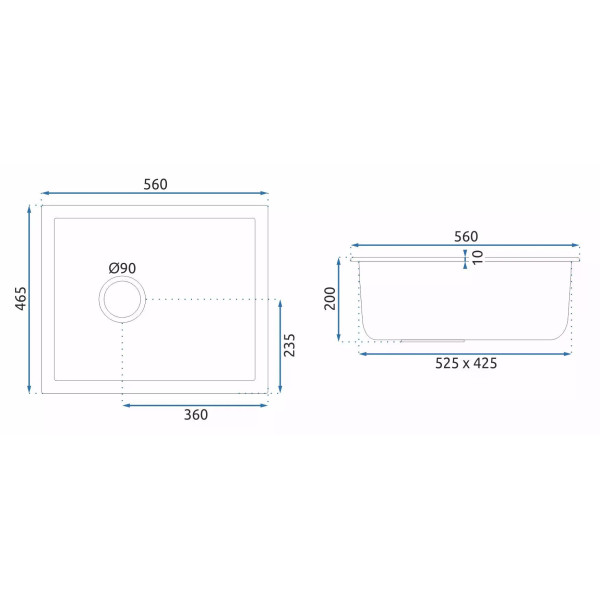 Мойка для кухни Rea nels white гранит 56x46,5x20 белая (ZLE-00110)