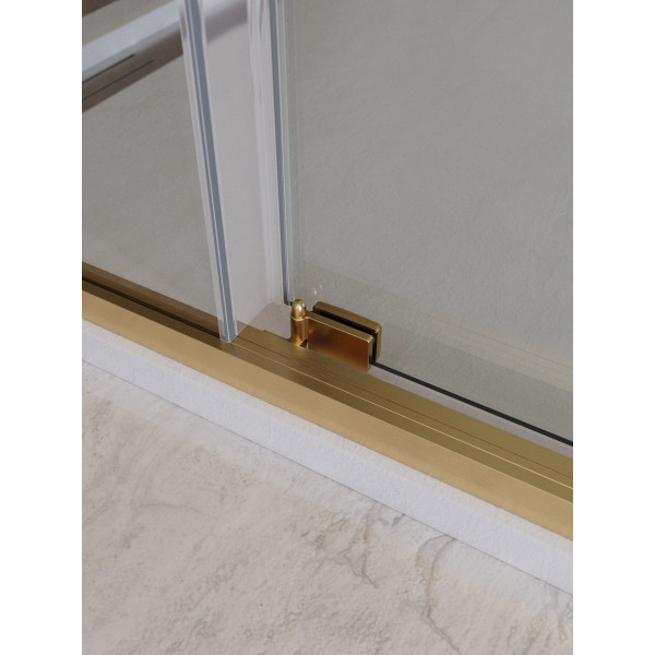 Душевой уголок Cezares Lux 120x90x195 стекло прозрачное, профиль брашированное золото (LUX-AH-FS-11-120/90-C-BORO)