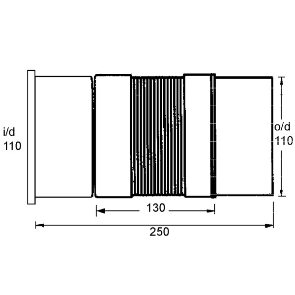 Отвод гофр. McAlpine D 110 мм L 260-390 мм (MRF-PS)