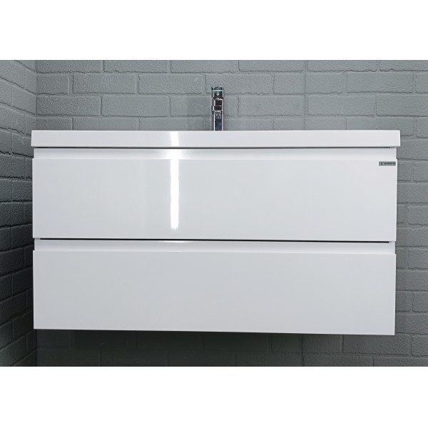 Тумба подвесная под умывальник Bazis 100 Graffo белый глянец В2 Домино (DGr2403T)