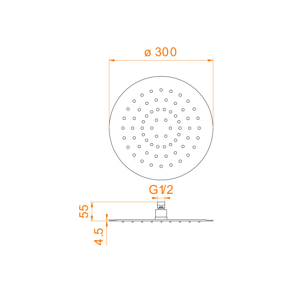 Верхний душ RGW Shower Panels 30 черный (21148130-04)