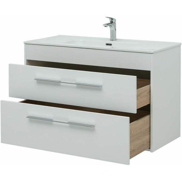 Тумба подвесная Aquanet Августа 100 белый (ручка хром) (00277509) Тумба подвесная Aquanet Августа 100 белый (ручка хром) (00277509)