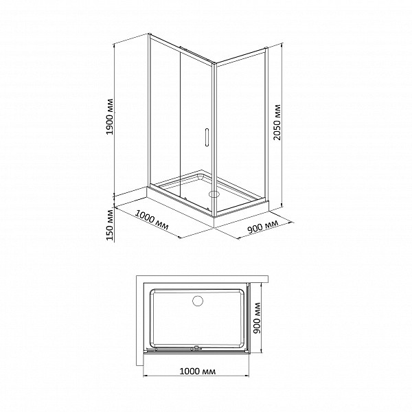 Душевой уголок BandHours Mike/Side/Rectangular 910 90х100 поддон в комплекте, стекло прозрачное, профиль хром Душевой уголок BandHours Mike/Side/Rectangular 910 90х100 поддон в комплекте, стекло прозрачное, профиль хром