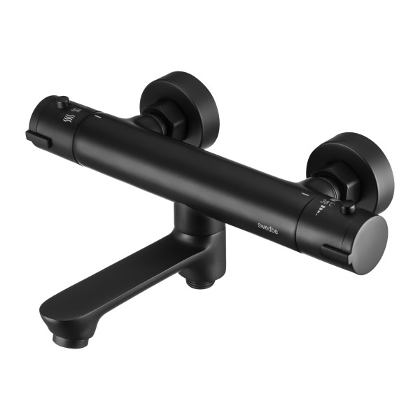 Смеситель для ванны и душа Swedbe Hermes термостат с повортн.изливом черный (9045B)