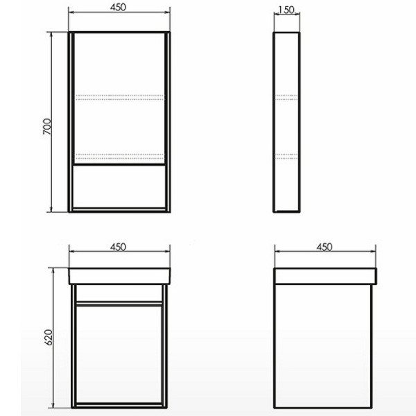 Тумба подвесная с раковиной Comforty Вена 450x450x620 дуб дымчатый (00-00006653)