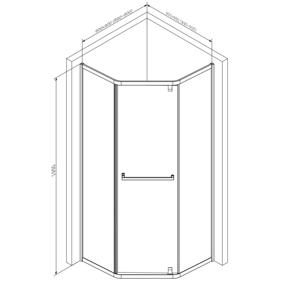 Душевой уголок AM.PM Gem 90x90 стекло прозрачное, профиль хром матовый (W90G-405-9090-MT)