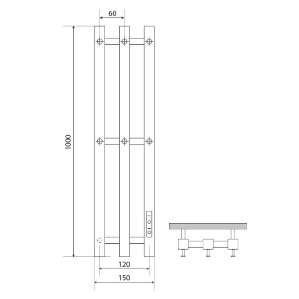 Полотенцесушитель электрический Melodia Etude Electro 1000х150 П3 6 крючков хром (MTREEE10015)