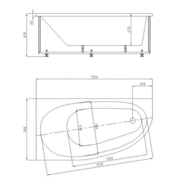 Ванна акриловая Azario KAPRIS 170x90 левосторонняя (AV.0062170)