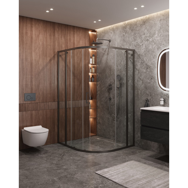 Душевой уголок Cezares Molveno 120x110x195 стекло прозрачное, профиль оружейная сталь (MOLVENO-RH-11-120/110-C-GM-IV)