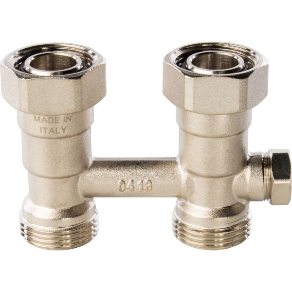 Фитинг двойной со встроенным шаровым краном 3/4" с байпасом Stout (для однотрубной системы) SVH-0001-000020 Фитинг двойной со встроенным шаровым краном 3/4" с байпасом Stout (для однотрубной системы) SVH-0001-000020