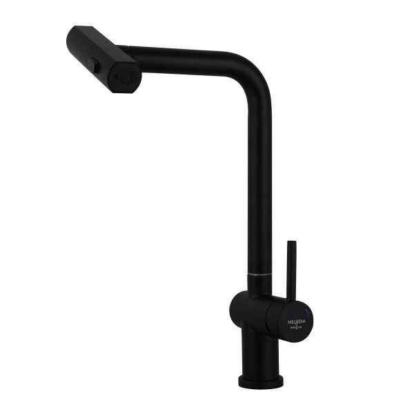 Смеситель для кухни Melodia della vita Perfetto с выдвижным изливом, черный (MDV30208bk)